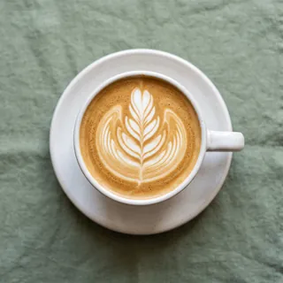 Latte kupissa ylhäältä kuvattuna